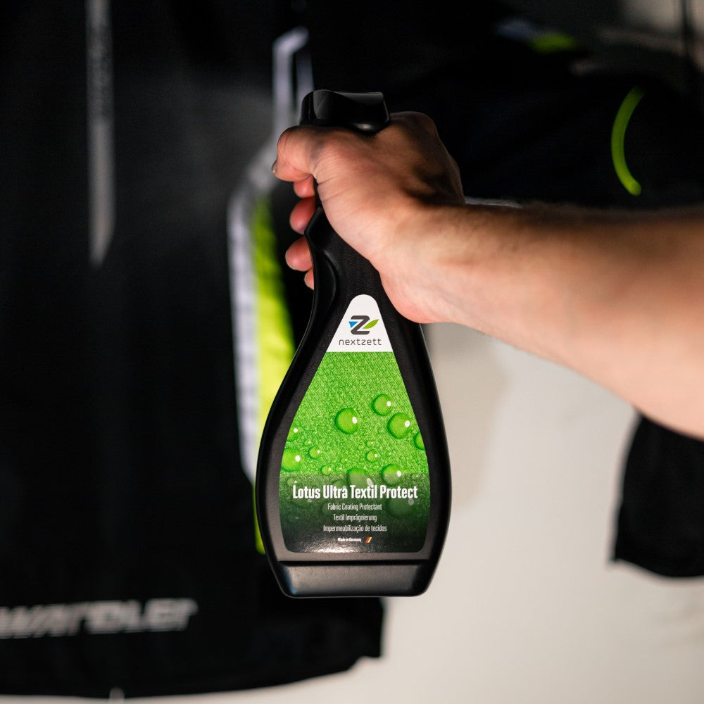 nextzett Lotus Ultra Textil Protect spray onto upholstery