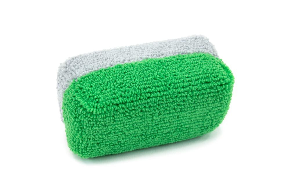 Autofiber Mini Saver Applicator - Terry Microfiber Coating Applicator Sponge with Plastic Barrier [Green]