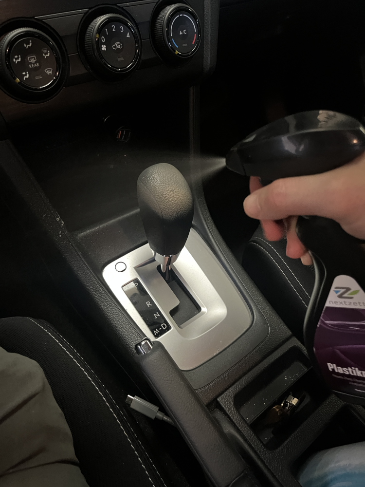 nextzett Plastic Deep Cleaner Interior heavy duty cleaner spray on car shift knob